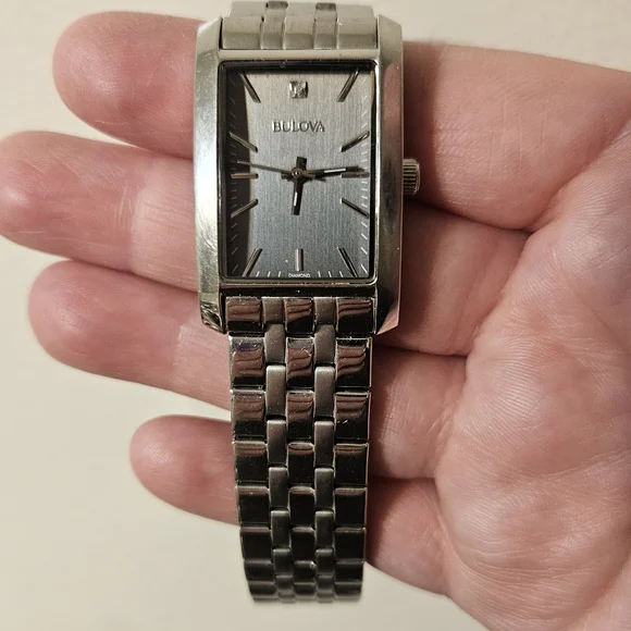 Bulova Silver Rectangular Watch - Picture 1 of 3